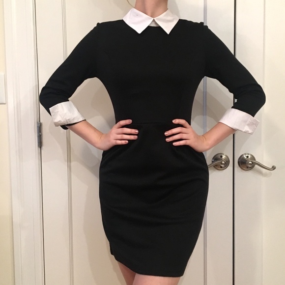 black dress with collar and cuffs